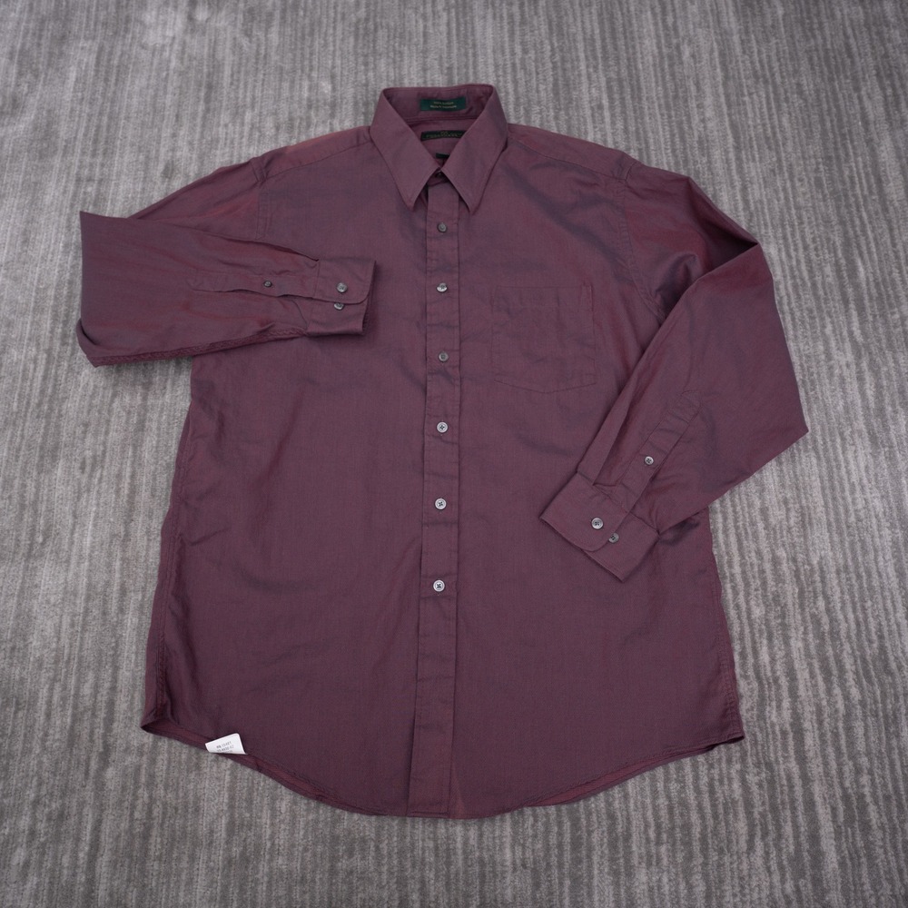 Embassy Row Button Up Shirt Mens 16 32/33 Burgundy Excellent Cotton Textured